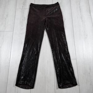 Vintage Betsey Johnson 90s Snakeskin Crushed Velvet Brown Dress Pants Medium